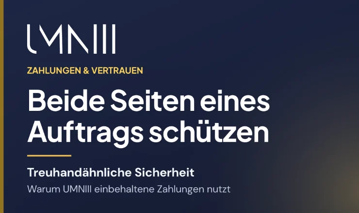 UMNIII-Markenkarte zum Artikel über einbehaltene Zahlungen und Auftragsschutz auf dem UMNIII-Marktplatz