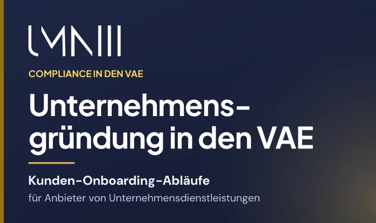 UMNIII-Markenkarte zum Artikel über Kunden-Onboarding-Abläufe für Anbieter von Unternehmensgründungen und Corporate Services in den VAE