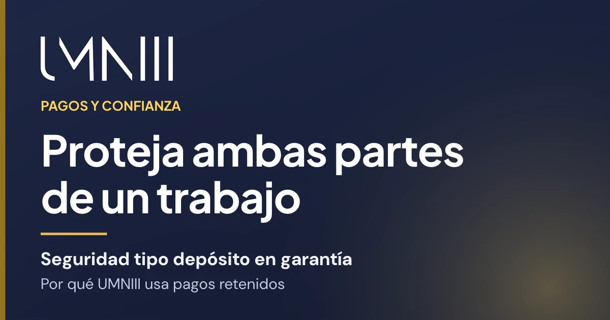 Tarjeta con la marca UMNIII del artículo sobre pagos retenidos y protección del trabajo en el mercado de UMNIII