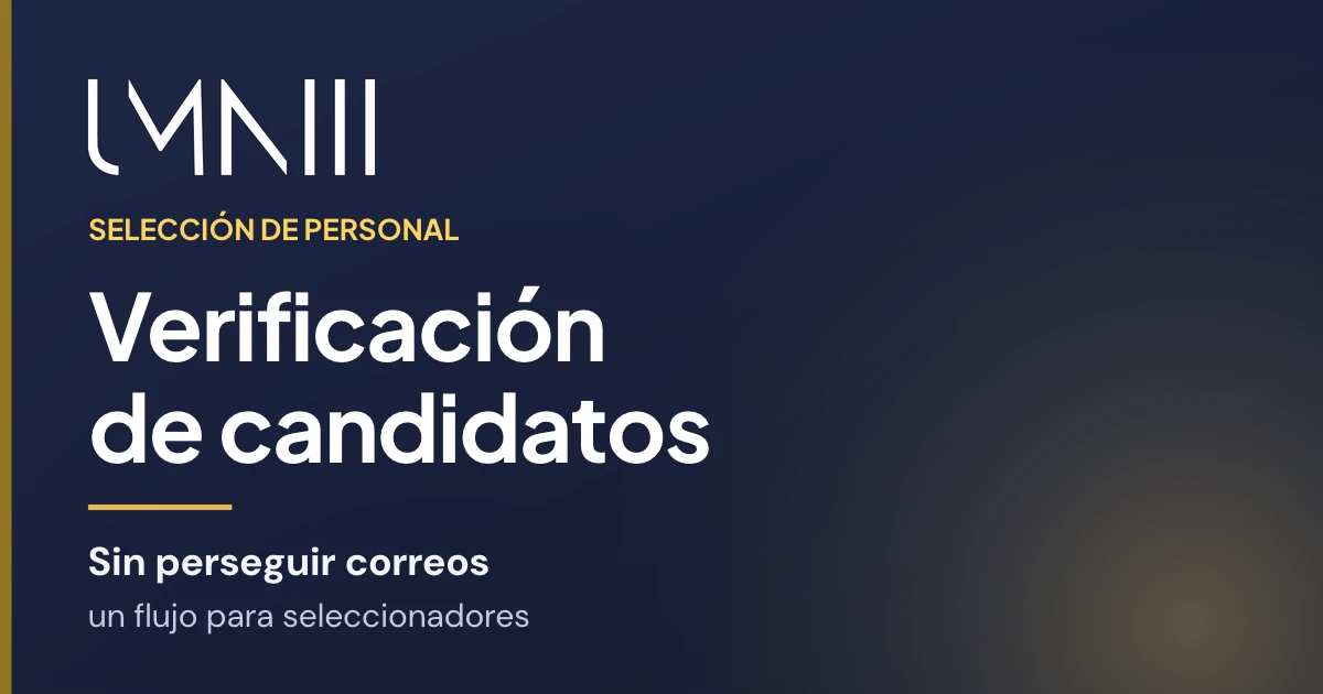 Tarjeta de marca UMNIII para el artículo sobre flujos de verificación de candidatos para agencias de selección