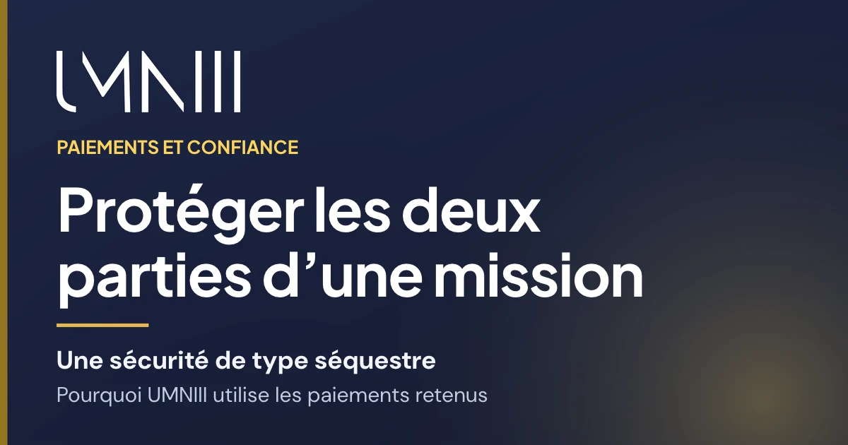 Carte à la marque UMNIII pour l’article sur les paiements retenus et la protection des missions sur la place de marché UMNIII