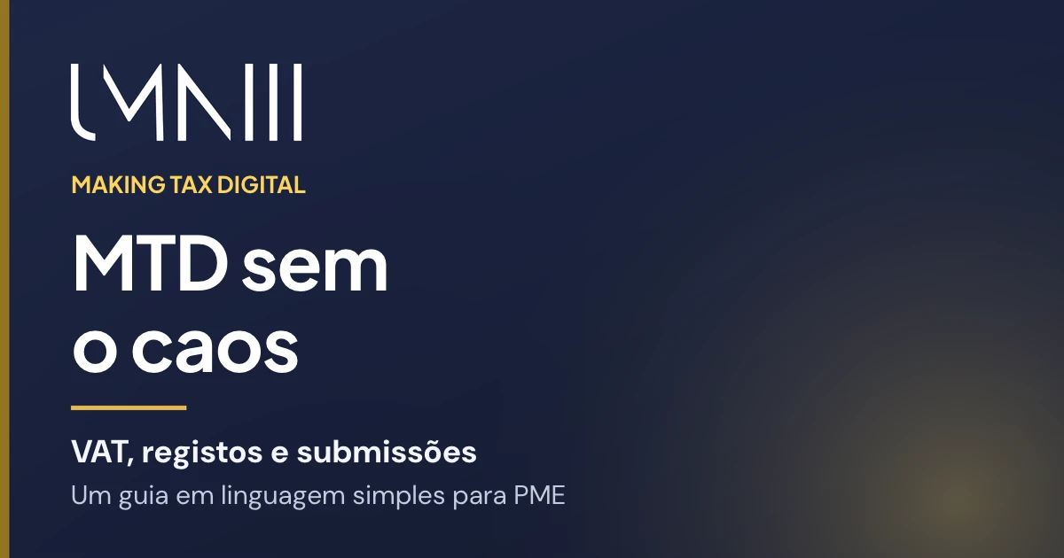 Cartão com a marca UMNIII para o artigo que explica o Making Tax Digital às pequenas e médias empresas