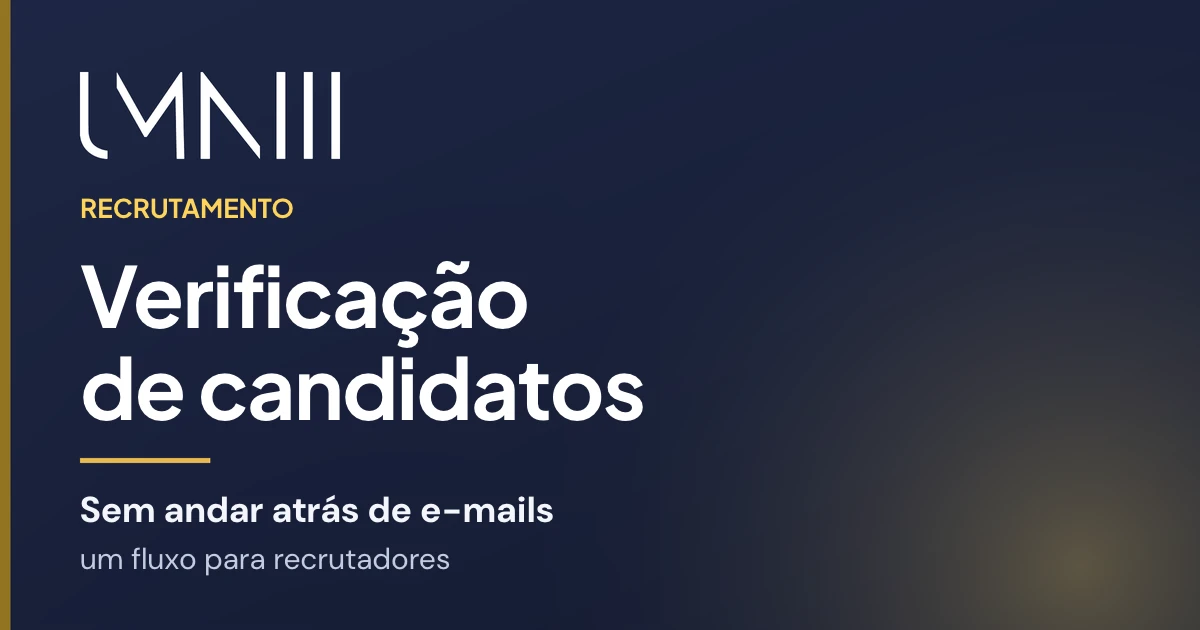 Cartão com a marca UMNIII para o artigo sobre fluxos de verificação de candidatos para agências de recrutamento