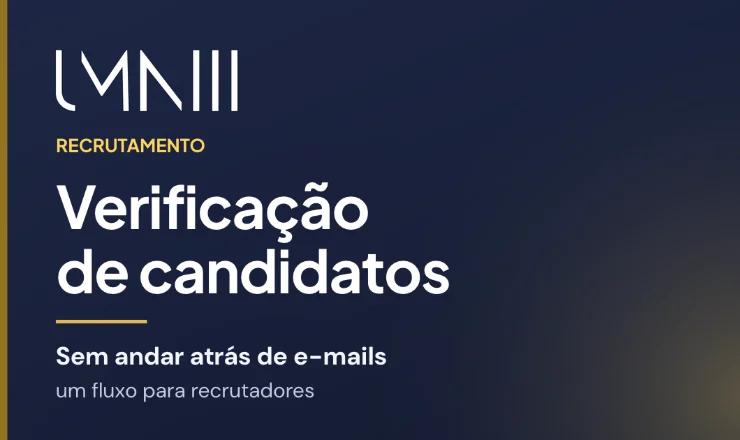 Cartão com a marca UMNIII para o artigo sobre fluxos de verificação de candidatos para agências de recrutamento
