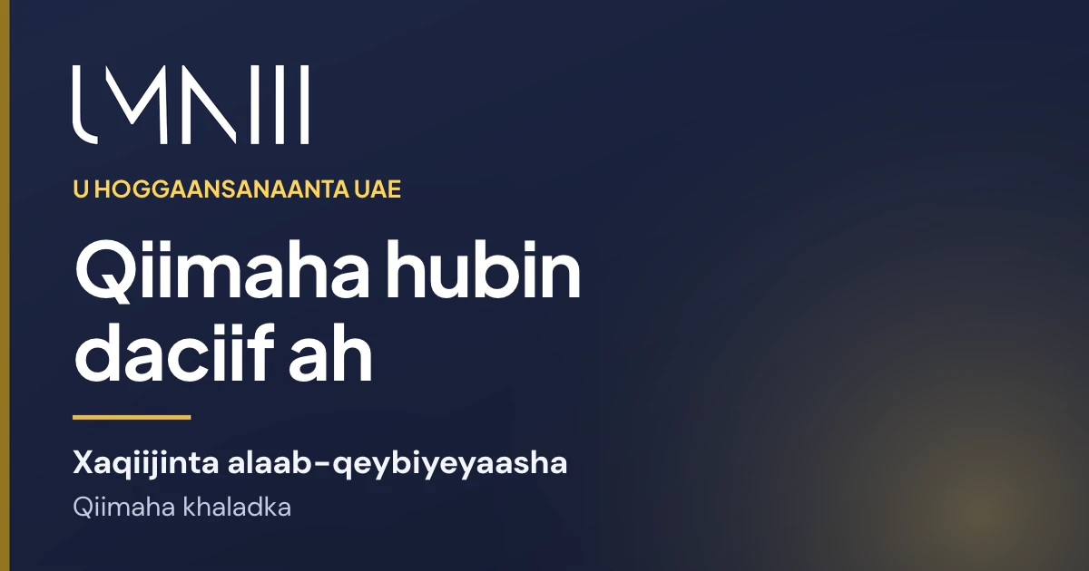 Kaar summadda UMNIII leh oo maqaalka ku saabsan waxa xaqiijinta alaab-qeybiyeyaasha oo daciif ah ku kacdo kooxaha maaliyadda iyo u hoggaansanaanta UAE
