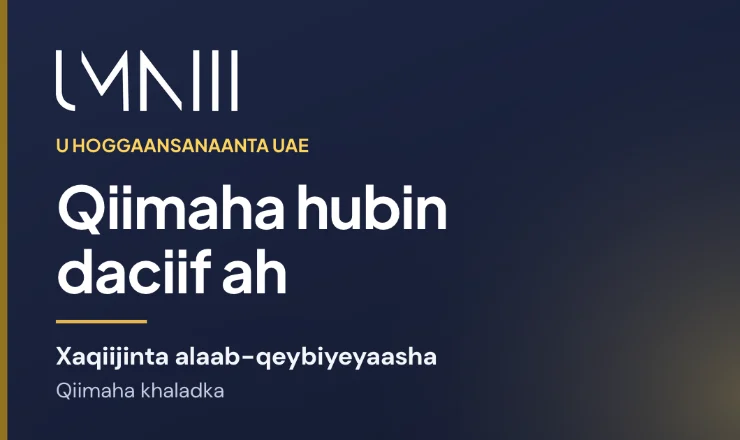 Kaar summadda UMNIII leh oo maqaalka ku saabsan waxa xaqiijinta alaab-qeybiyeyaasha oo daciif ah ku kacdo kooxaha maaliyadda iyo u hoggaansanaanta UAE