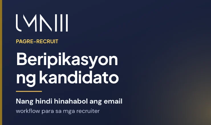 Card na may tatak ng UMNIII para sa artikulo tungkol sa mga candidate verification workflow para sa mga recruitment agency