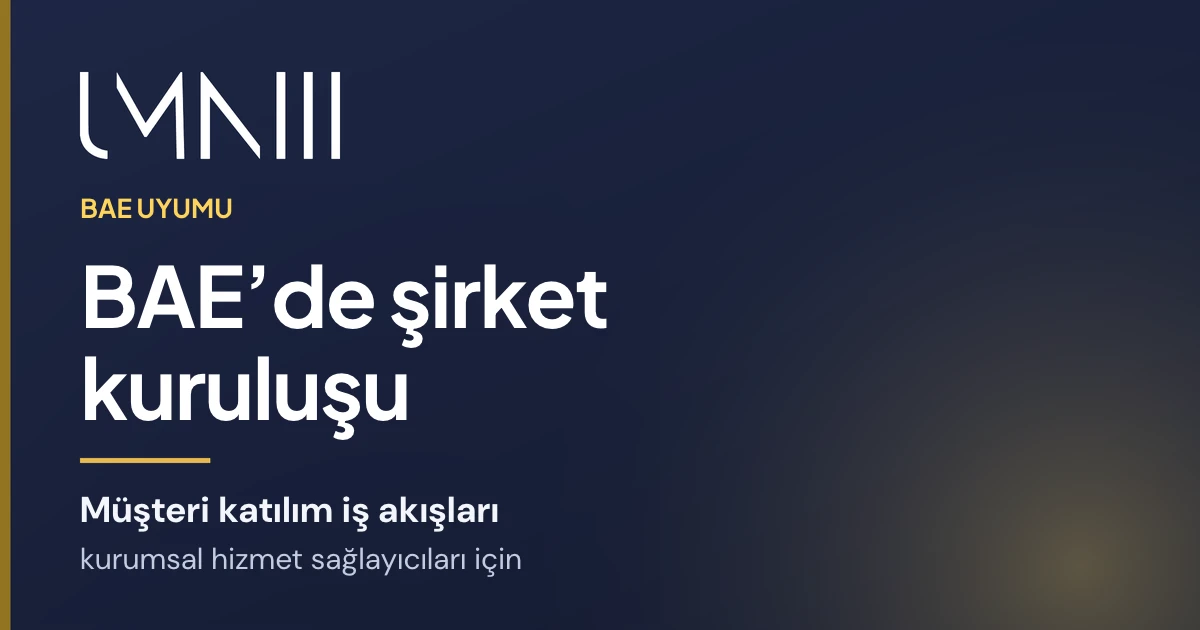 BAE şirket kuruluşu ve kurumsal hizmet sağlayıcıları için müşteri işe alım iş akışları hakkındaki makale için UMNIII markalı kart