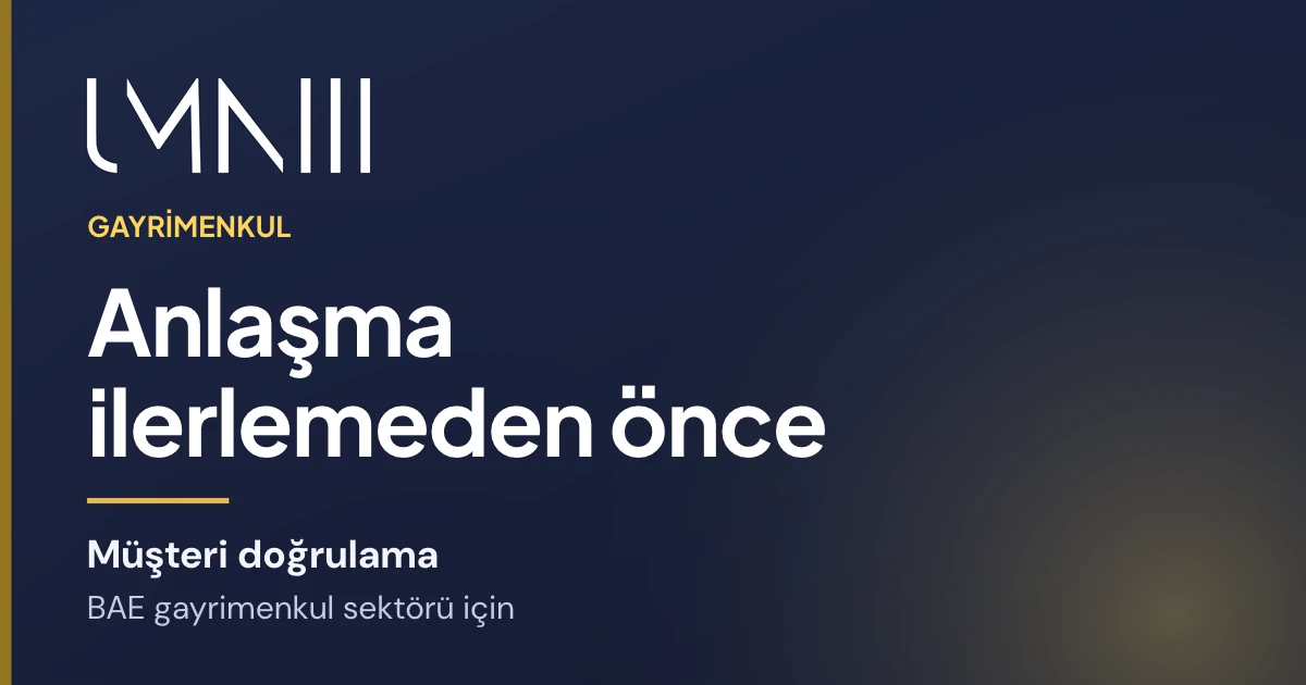 BAE gayrimenkul işletmeleri için yapılandırılmış müşteri doğrulama hakkındaki makale için UMNIII markalı kart