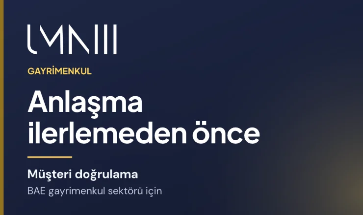BAE gayrimenkul işletmeleri için yapılandırılmış müşteri doğrulama hakkındaki makale için UMNIII markalı kart