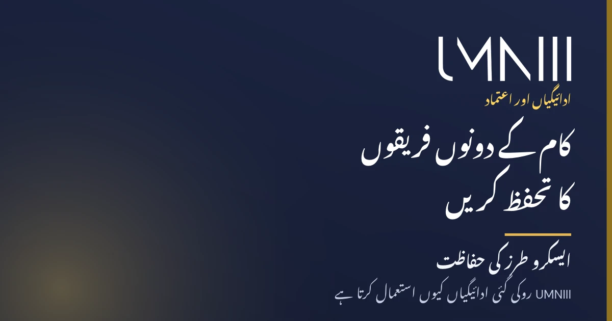 UMNIII مارکیٹ پلیس پر روکی گئی ادائیگیوں اور کام کے تحفظ سے متعلق مضمون کے لیے UMNIII برانڈڈ کارڈ