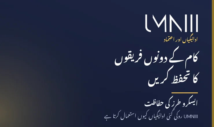 UMNIII مارکیٹ پلیس پر روکی گئی ادائیگیوں اور کام کے تحفظ سے متعلق مضمون کے لیے UMNIII برانڈڈ کارڈ